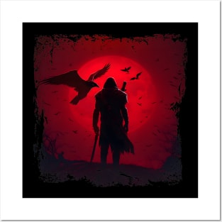 Raven Man Diablo BRZRKR a Witcher on Red Moon Posters and Art